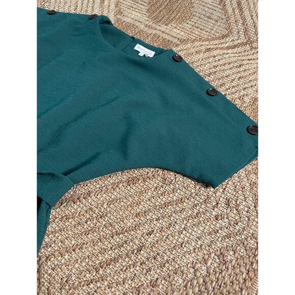 ASOS Warehouse. Green EU sz 8 shortsleeve belted midi dress mod minimalist - Picture 2 of 8